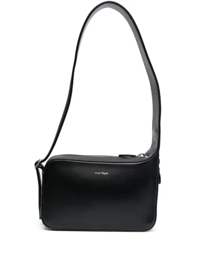 Courrèges Zipped Leather Shoulder Bag In Black