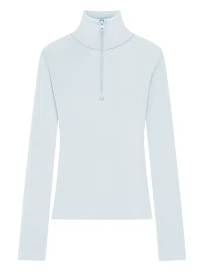 Courrèges Zipped Mock-neck Sweater In Blue
