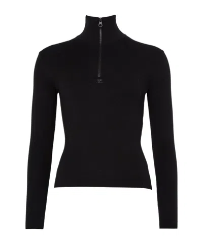 Courrèges Zipped Mockneck Sweater In Black