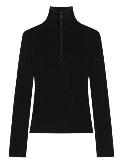 COURRÈGES COURRÈGES ZIPPED MOCKNECK SWEATER CLOTHING