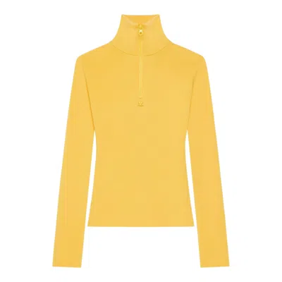 Courrèges Zipped Mockneck Sweater In Yellow