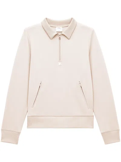 Courrèges Interlock Tracksuit Zipped Polo Jumper In Neutrals