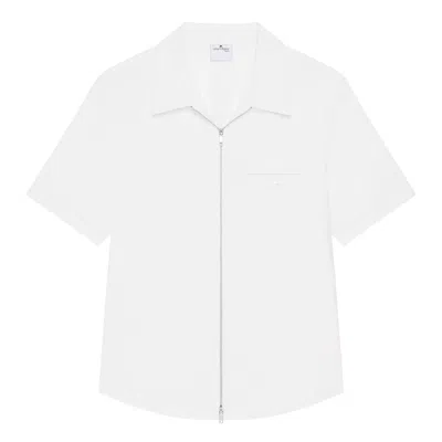 Courrèges Zipped Poplin Short Sleeve Shirt In White