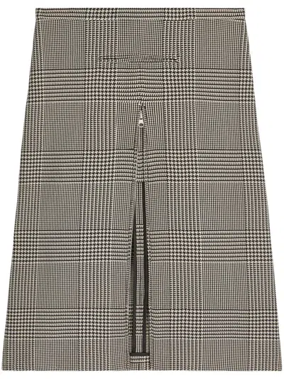 Courrèges Zipped Prince Of Wales Midi Skirt In Gray
