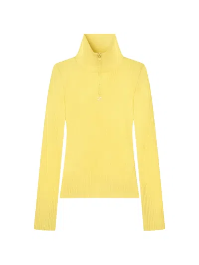 Courrèges Zipped Rib-knit Sweater In Yellow