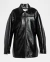 Courrèges Zipped Vinyl Jacket In Black