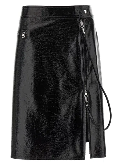 Courrèges Vinyl Skirt Featuring Zipper Accents In Black