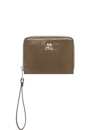 Courrèges Zipped Wallet In Brown