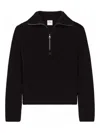 Courrèges Half-zip Sweater With Logo Patch In Black