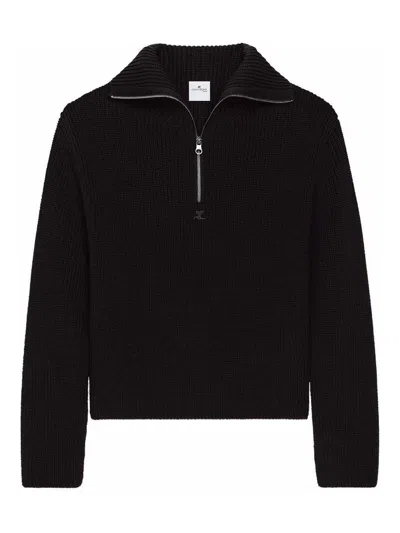 COURRÈGES ZIPPED WOOL SWEATER