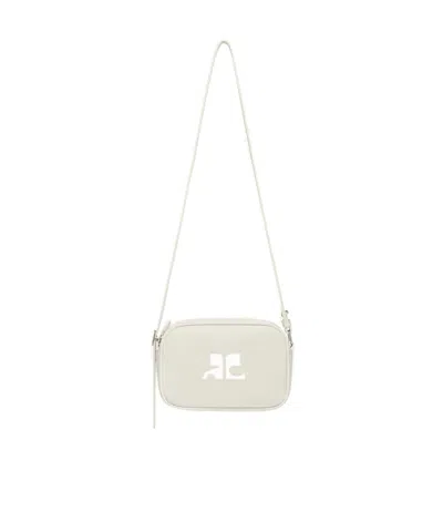 Courrèges Zipper Shoulder Bag In Frankincense Gray