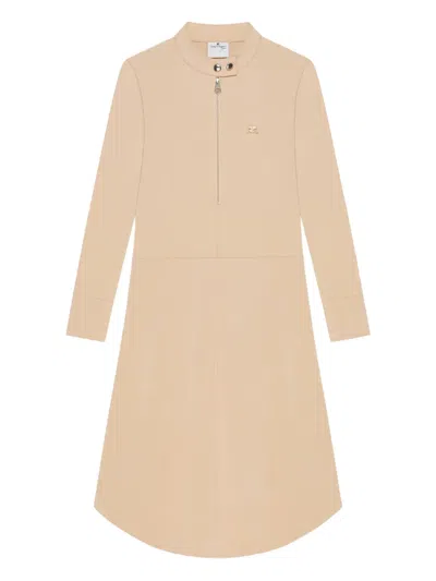 Courrèges Zippered-collar Dress In Neutral