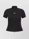 Courrèges Zip-up Short-sleeve Top In Black