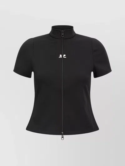 COURRÈGES 'ZIPPERED INTERLOCK' HIGH-NECK TOP