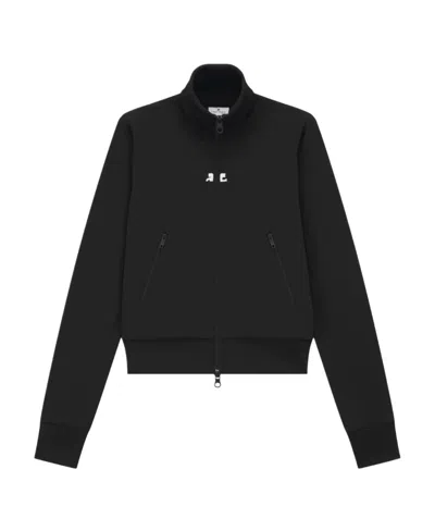 Courrèges Zippered Long-sleeved Casual Jacket In Black
