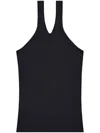 Courrèges Logo-embroidered Ribbed Tank Top In Black