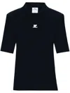 Courrèges Reedition Logo-patch Knitted Top In Blue