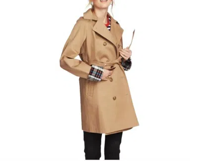Court & Rowe Plaid Lined Double Breasted Trench Coat In Tan In Multi