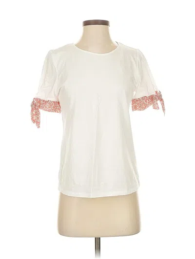 Pre-owned Court & Rowe Short Sleeve Top Ivory Crew Neck Tops In White