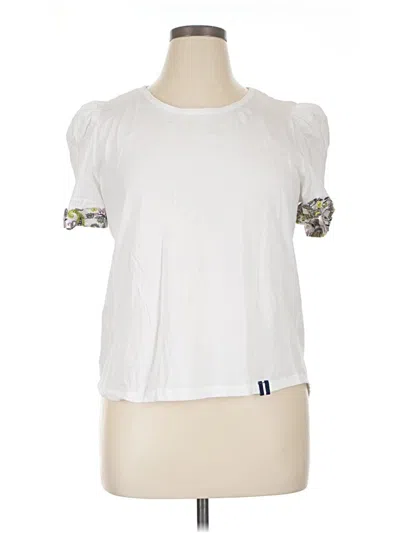 Pre-owned Court & Rowe Short Sleeve Top White Keyhole Neckline Tops