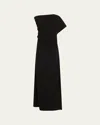 Courtney Zheng Asymmetric Twist Back Gown In Black