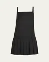 Courtney Zheng Dana Check Wool Drop-waist Mini Dress In Greyblue Check