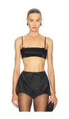 Courtney Zheng Duchesse Silk Bralette Top In Black
