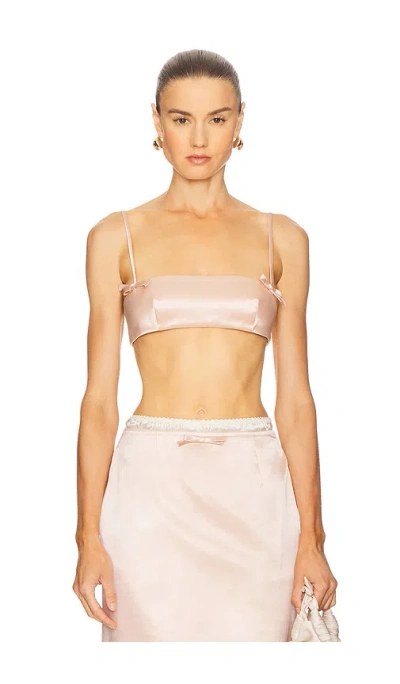 Courtney Zheng Duchesse Silk Bralette Top In Pink