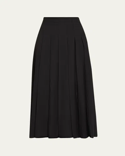 Courtney Zheng Hilde Pleated Raw Edge Skirt In Black