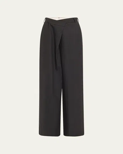 Courtney Zheng Horst Asymmetric Wool Pants In Dark Grey