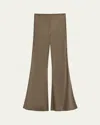 Courtney Zheng Pull-on Silk Flare Pants In Dark Khaki
