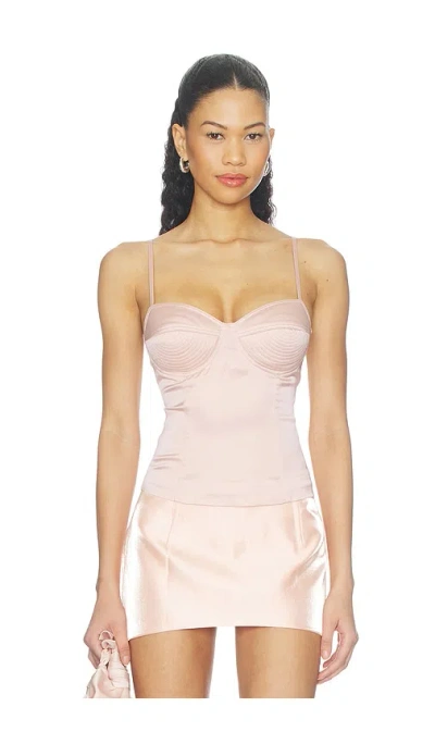 Courtney Zheng Satin Bullet Bra Top In Pink