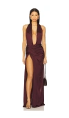 Courtney Zheng Selene Plunge Jersey Gown In Purple