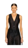 Courtney Zheng Silk Vest In Black