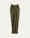 Courtney Zheng Soraya Jersey Maxi Skirt In Khaki