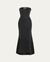 Courtney Zheng Strapless Denim Mermaid Dress With Belt In Black