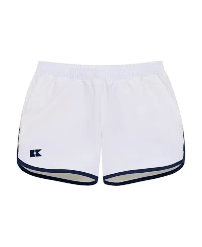 Courtside Boys' Retro Super Short Lined - Little Kid, Big Kid In White
