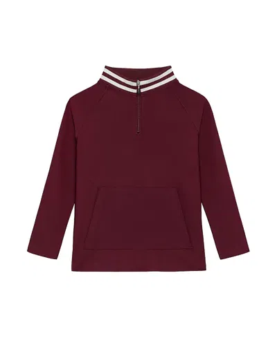 Courtside Kids Girls Retro Half-zip In Burgundy