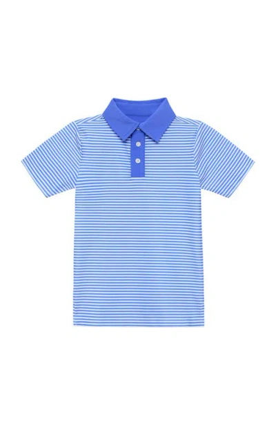Courtside Kids Boys Thin Stripe Polo Shirt In Blue