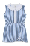 Courtside Kids Girls Seersucker Stripe Tennis Skort Dress In Blue Seersucker