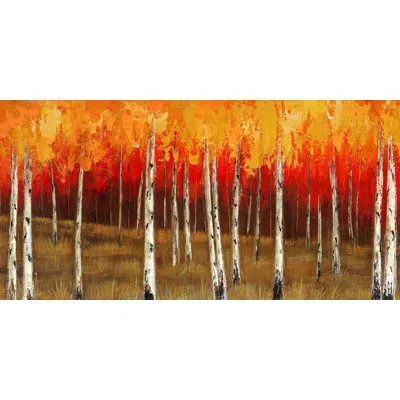 Courtside Market 'autumn Birch Trees' Painting Print On Wrapped Canvas In Red;pink