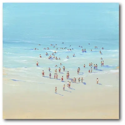 Courtside Market "beach Scene" Photographic Print On Wrapped Canvas In Blue;beige