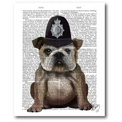 Courtside Market 'bulldog Policeman' Graphic Art On Wrapped Canvas In Black;brown