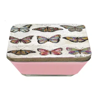 Courtside Market Butterfly Love Pattern 3-in-1 20oz Soy Wax With Decorative Art Lid Scented Jar Candle In Pink