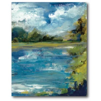Courtside Market Calm Water Painting Print On Wrapped Canvas In Blue;green