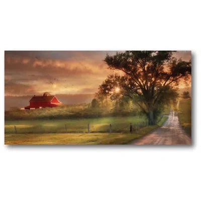Courtside Market 'country Farm Sunset' Graphic Art Print On Wrapped Canvas In Brown;green