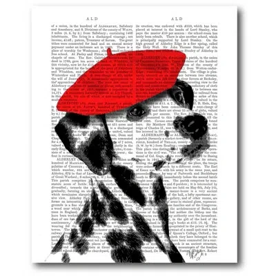 Courtside Market Dalmatian With Red Beret Graphic Art On Wrapped Canvas In Black;red