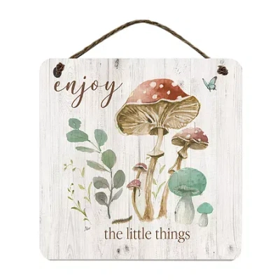 Courtside Market Enjoy 12x12 Artboard With Twine Wood Wall Art In White