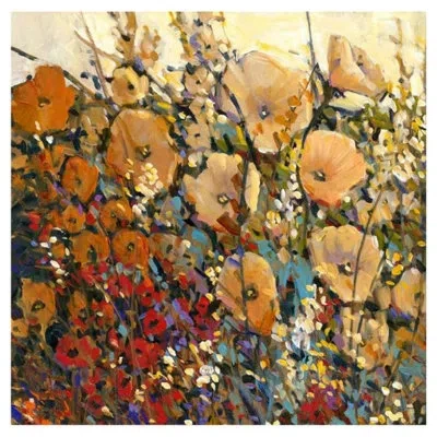 Courtside Market 'field Of Flowers' Painting Print On Canvas In Red;yellow