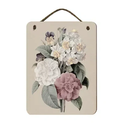 Courtside Market Flowers 12x16 Artboard With Twine Wood Wall Art In Neutral